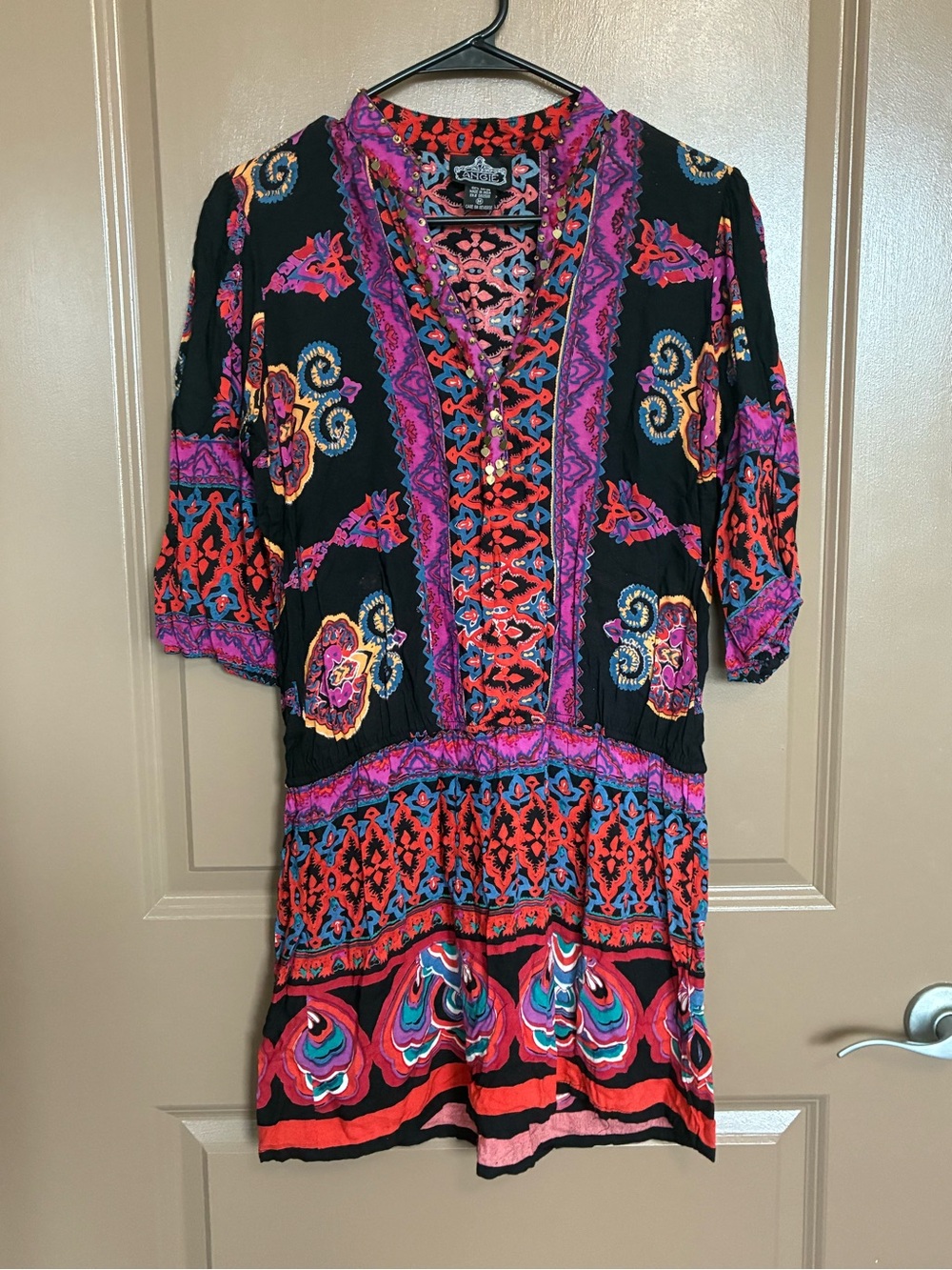 Bright Multicolor Boho Tunic Dress with Bold Print